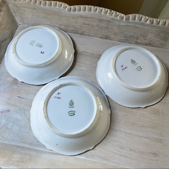 Vintage Hand Painted Bavarian Porcelain Bowls - Set of 3 - Water Lilies - Picture 2 of 10